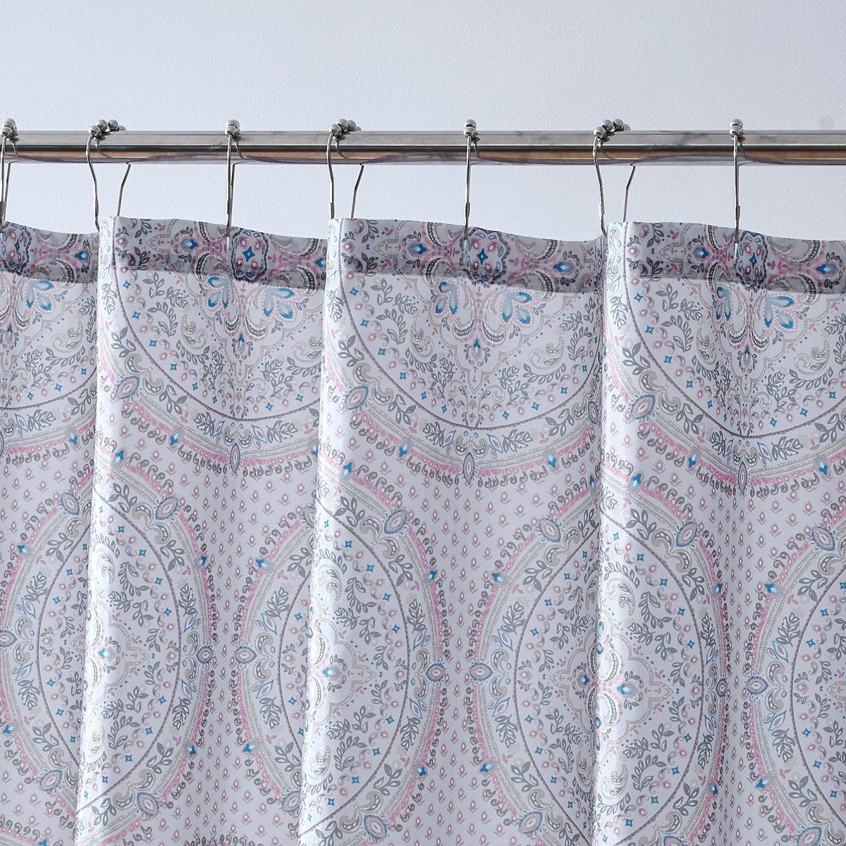 14pc Hooks with Noodle Rug Polyester Shower Curtain Set - Spirit Linen
