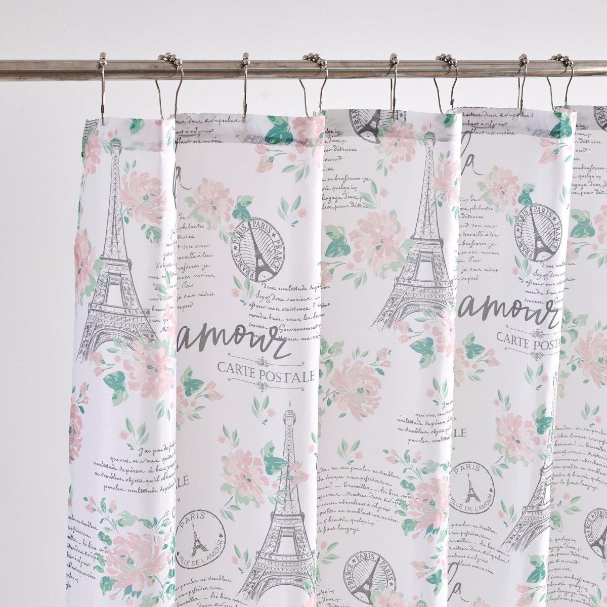 14pc Hooks with Noodle Rug Polyester Shower Curtain Set - Spirit Linen