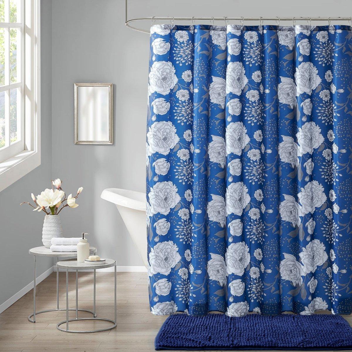 14pc Hooks with Noodle Rug Polyester Shower Curtain Set - Spirit Linen