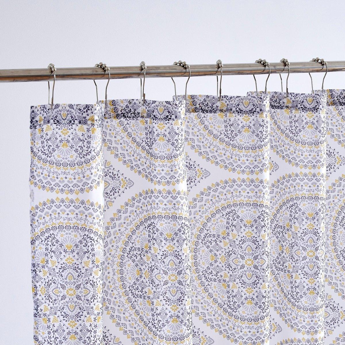 14pc Hooks with Noodle Rug Polyester Shower Curtain Set - Spirit Linen