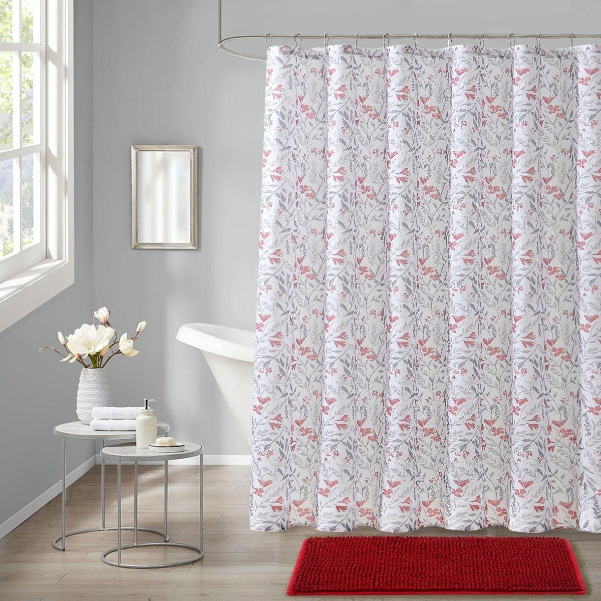 14pc Hooks with Noodle Rug Polyester Shower Curtain Set - Spirit Linen
