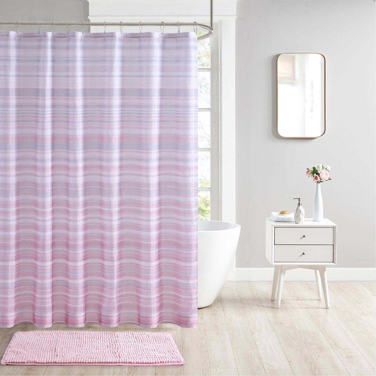 14pc Hooks with Noodle Rug Polyester Shower Curtain Set - Spirit Linen
