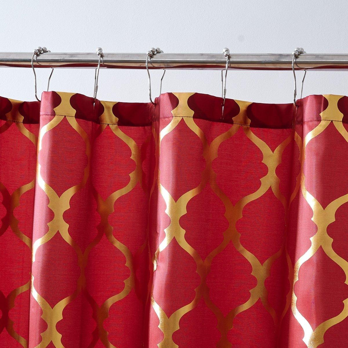 14pc Hooks with Rug Polyester Shower Curtain Set - Spirit Linen | Burgundy