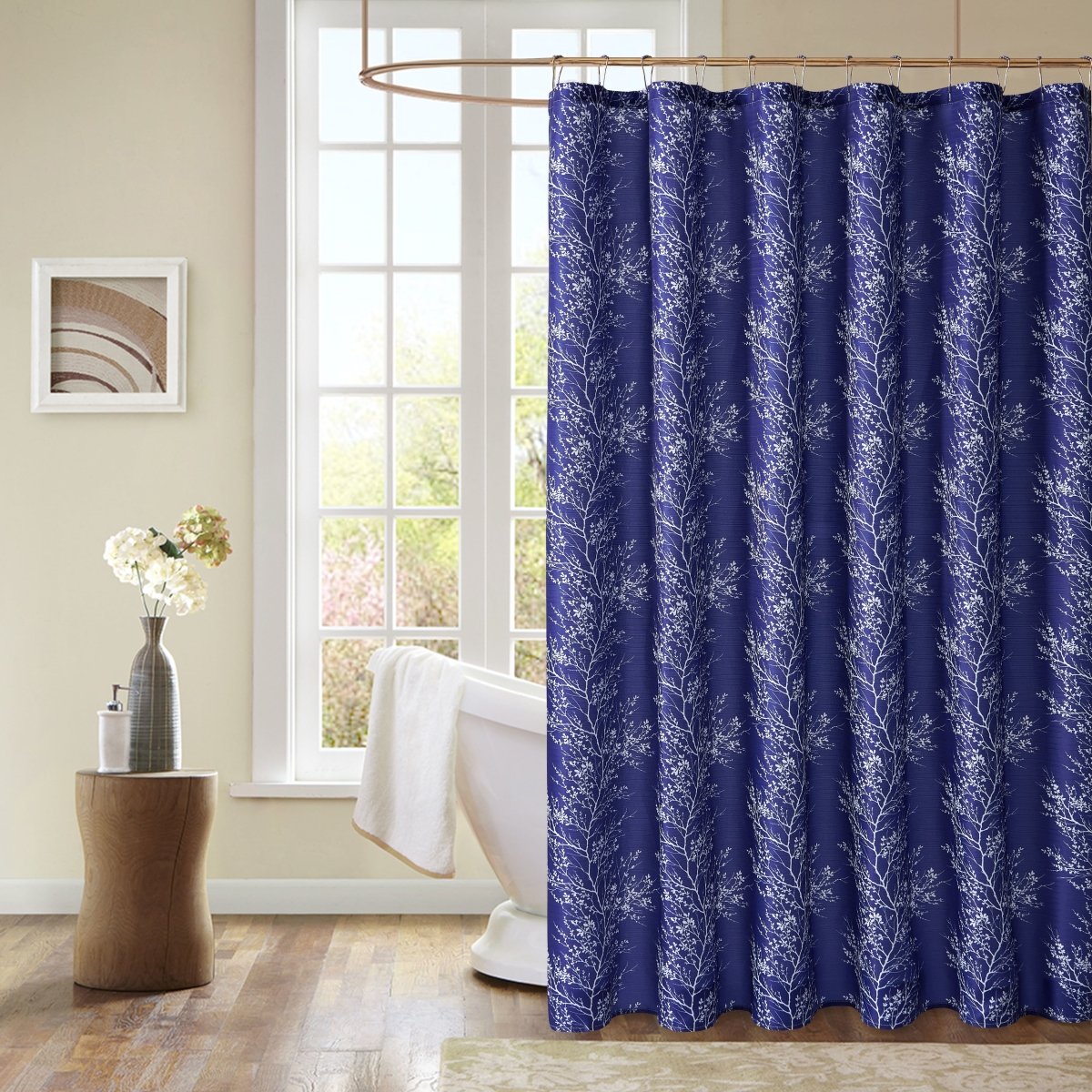 1pc Polyester Shower Curtain Set - Spirit Linen - Navy