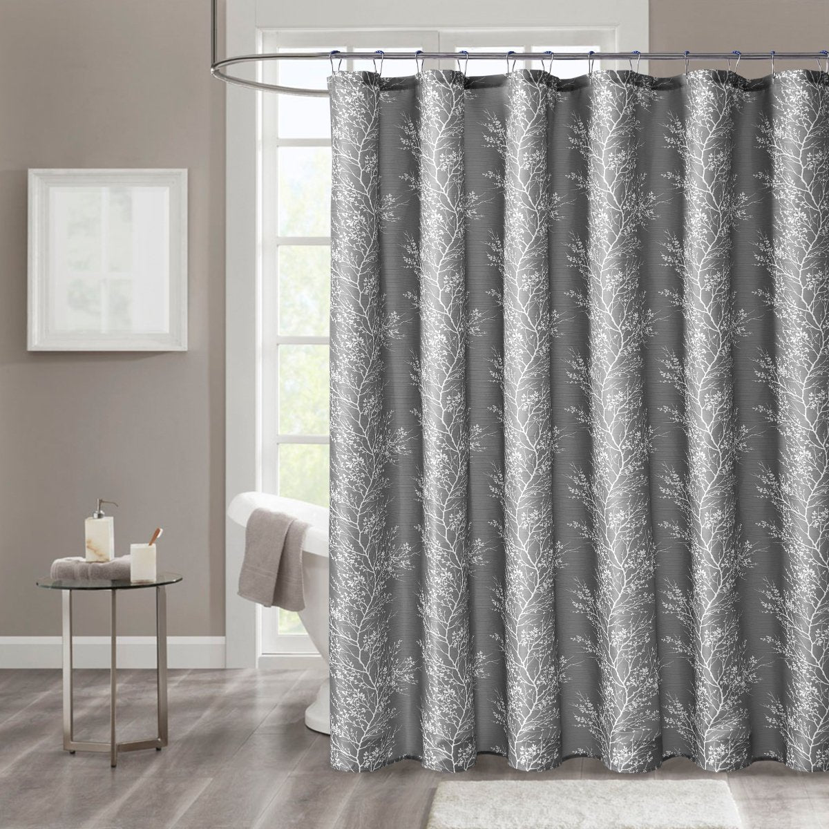 1pc Polyester Shower Curtain Set - Spirit Linen - Grey