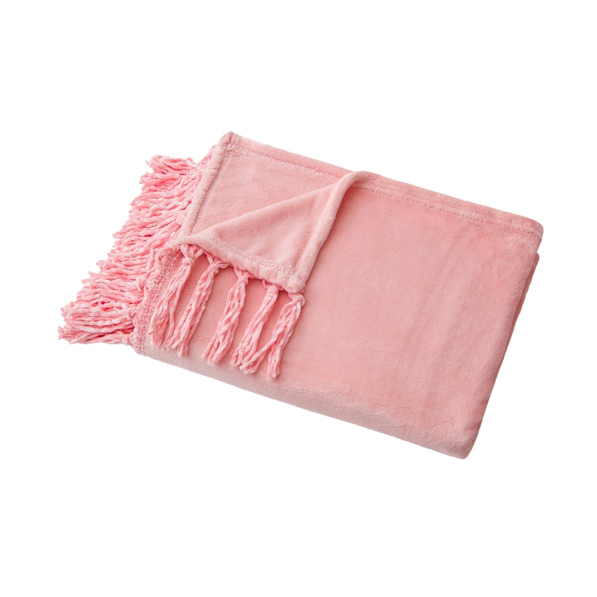 50x70 Tassel Flannel Throw Bellyband - Spirit Linen | Pink