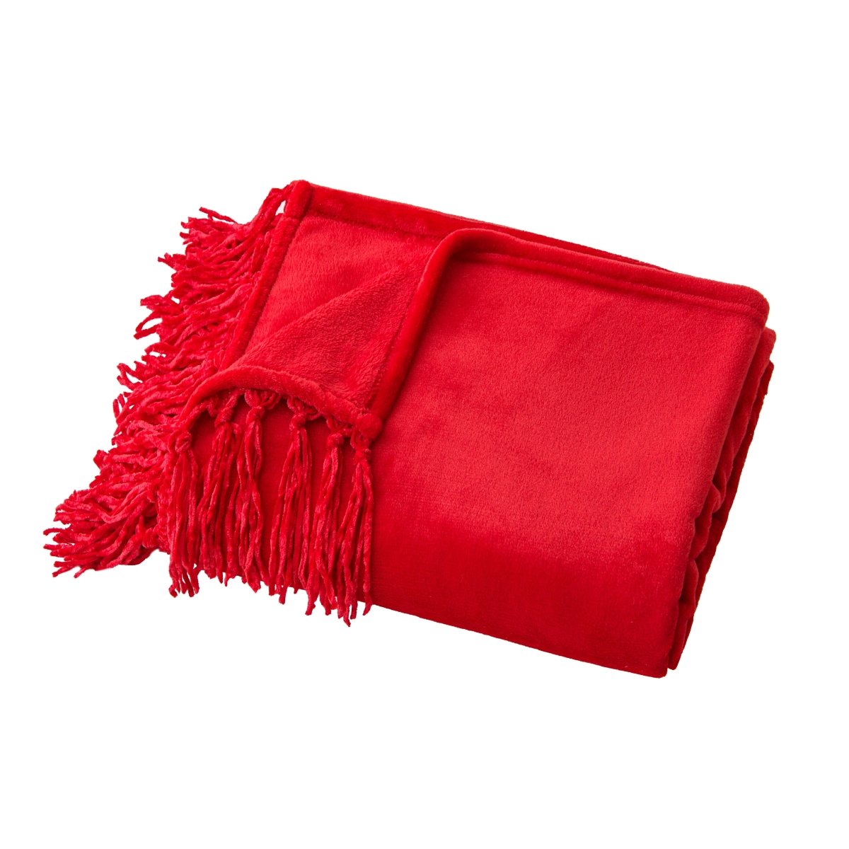 50x70 Tassel Flannel Throw Bellyband - Spirit Linen | Red