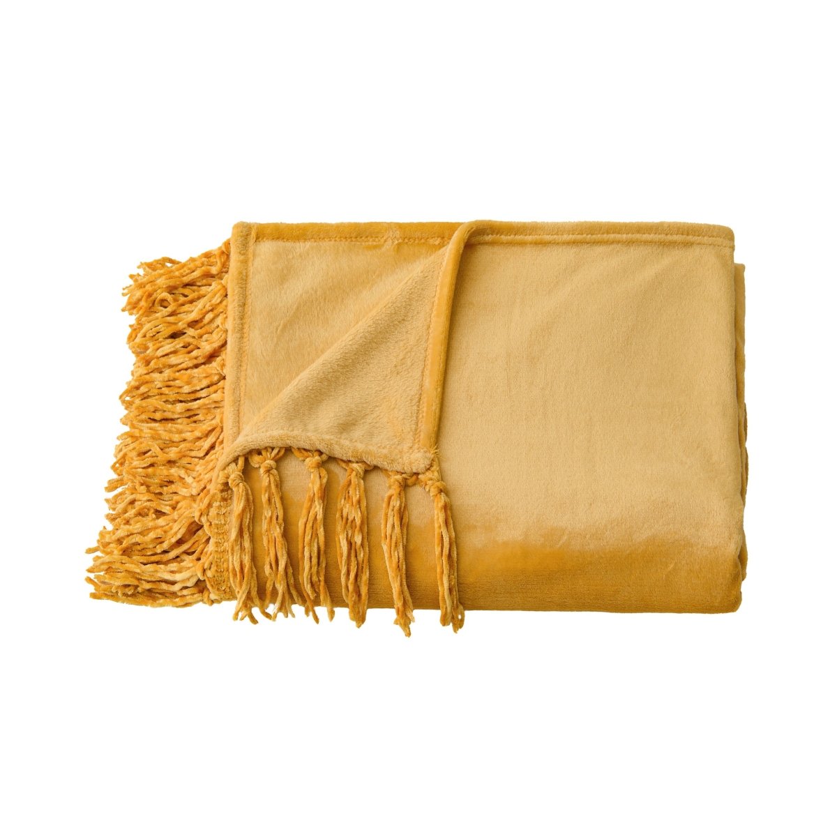50x70 Tassel Flannel Throw Bellyband - Spirit Linen | Gold
