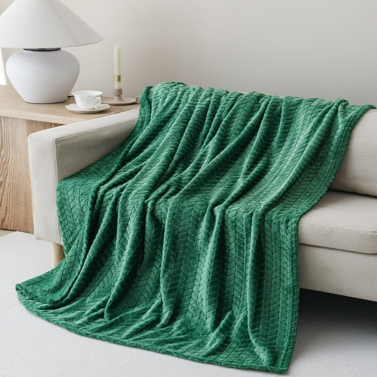 Arrow Jacquard 50 x 70 Plush Throw - Spirit Linen
