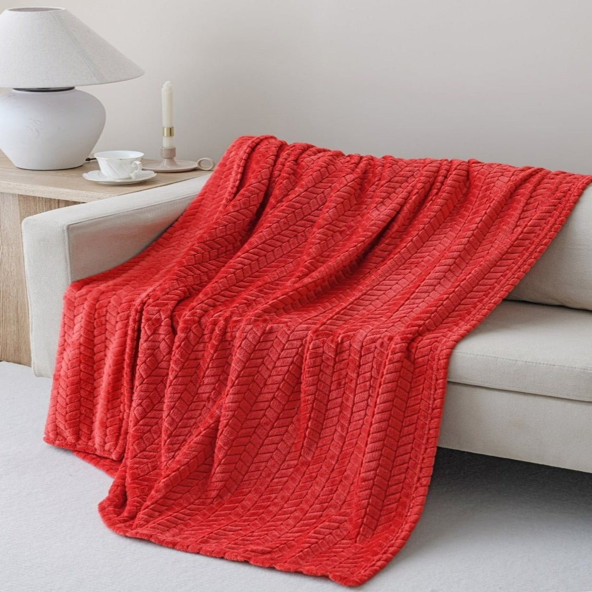 Arrow Jacquard 50 x 70 Plush Throw - Spirit Linen