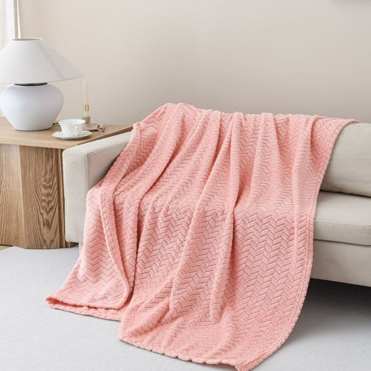 Arrow Jacquard 50 x 70 Plush Throw - Spirit Linen