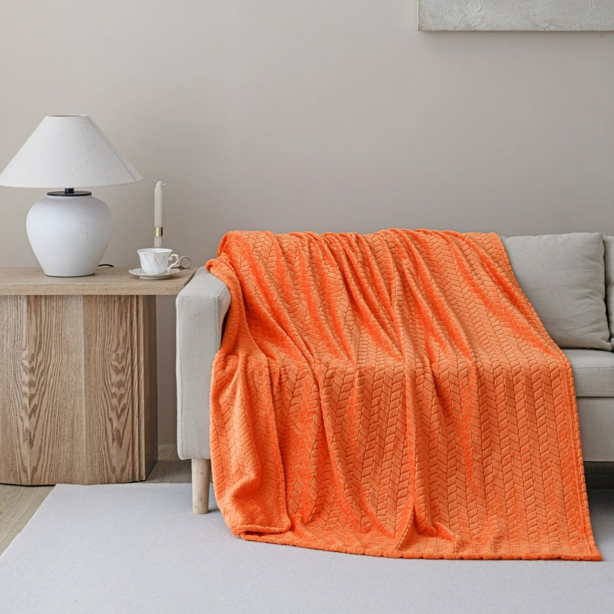 Arrow Jacquard 50 x 70 Plush Throw - Spirit Linen