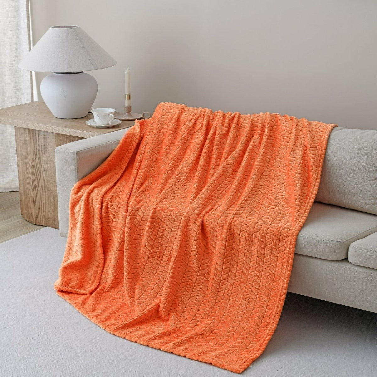 Arrow Jacquard 50 x 70 Plush Throw - Spirit Linen