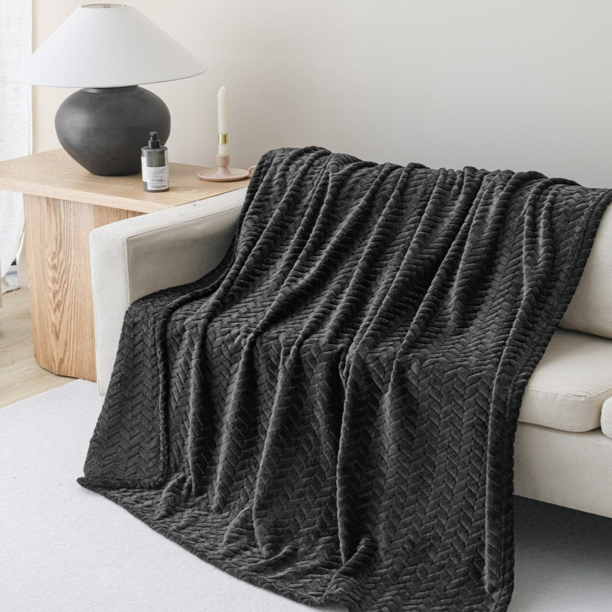 Arrow Jacquard 50 x 70 Plush Throw - Spirit Linen