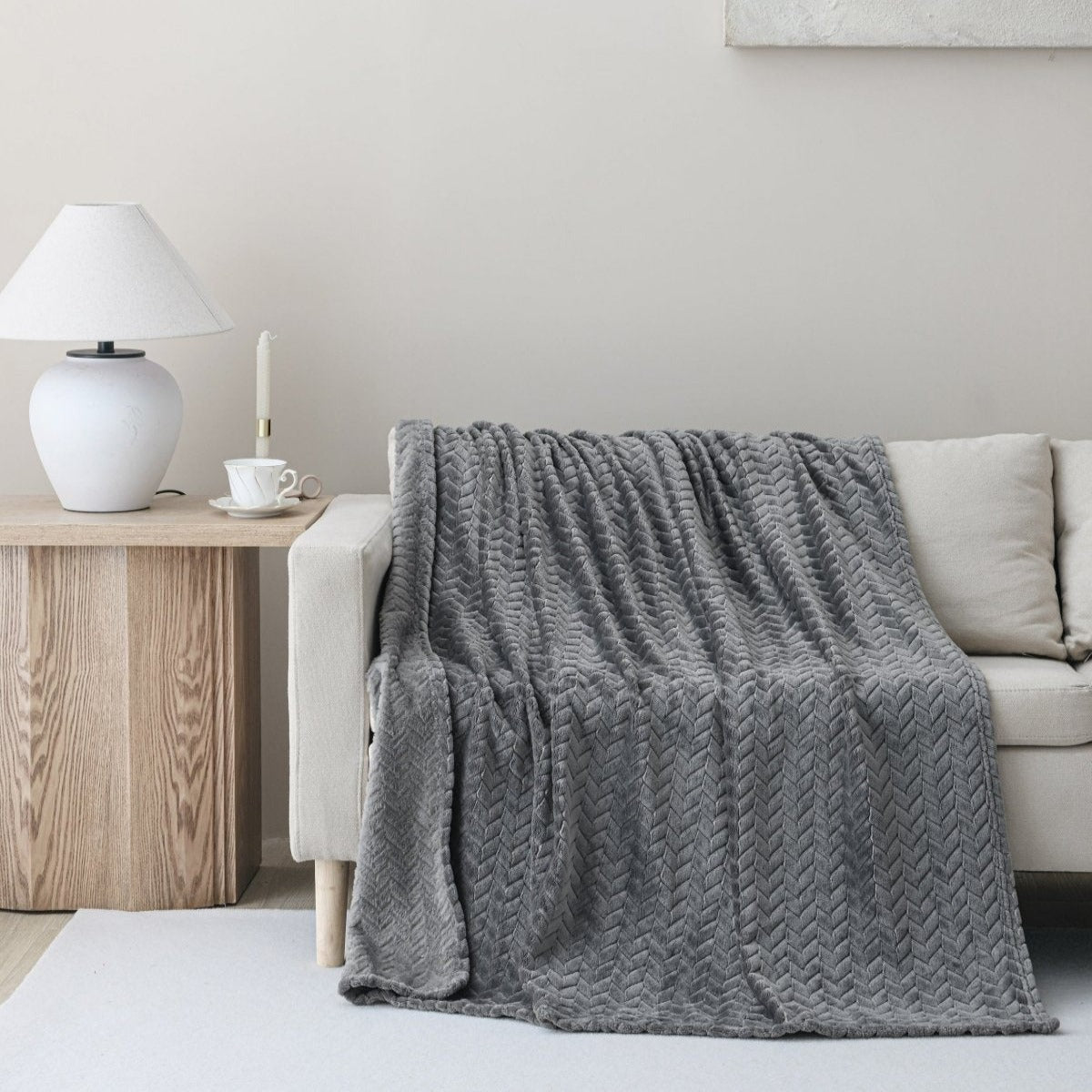 Arrow Jacquard 50 x 70 Plush Throw - Spirit Linen