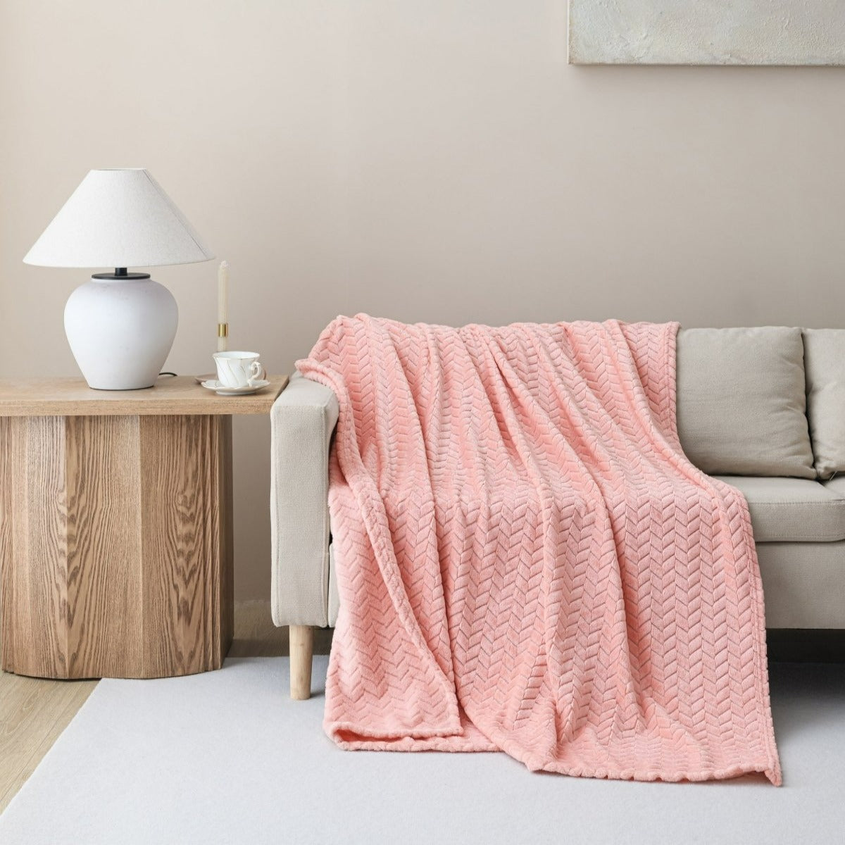 Arrow Jacquard 50 x 70 Plush Throw - Spirit Linen