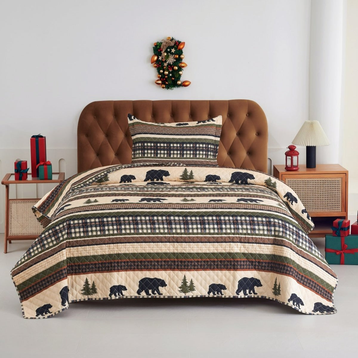 Holiday Collection Quilt Set - Ultra-Soft, Reversible Coverlet Bedding - Oversized Quilt With Matching Pillow Shams - Spirit Linen