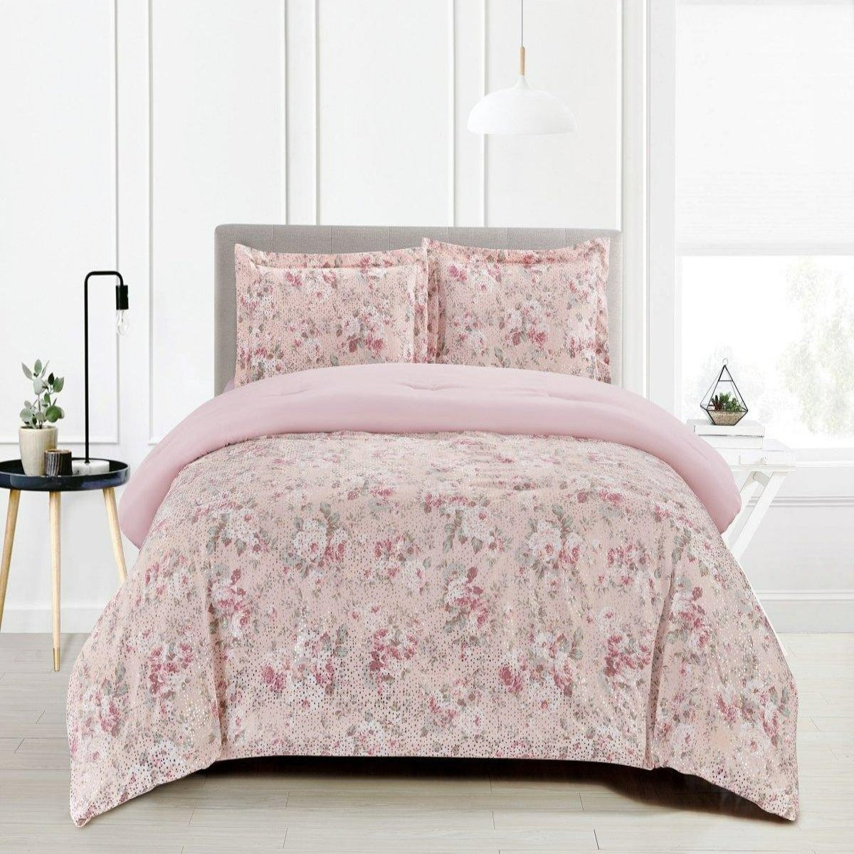 Metallic Comforter Set with Matching Shams and Decorative Pillows - Stylish Home Décor with Metallic Accents - Spirit Linen