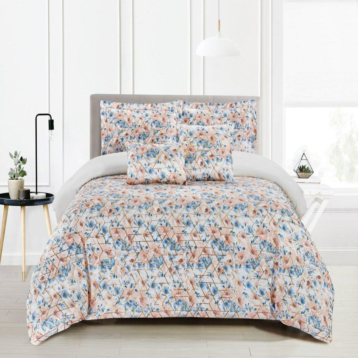 Metallic Comforter Set with Matching Shams and Decorative Pillows - Stylish Home Décor with Metallic Accents - Spirit Linen