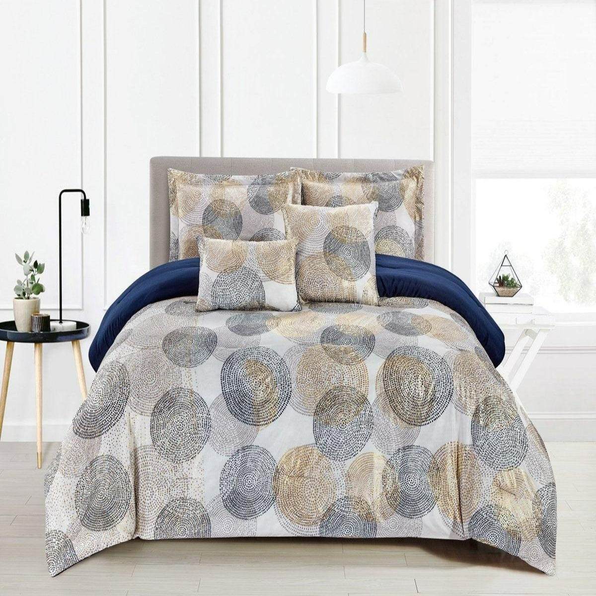 Metallic Comforter Set with Matching Shams and Decorative Pillows - Stylish Home Décor with Metallic Accents - Spirit Linen