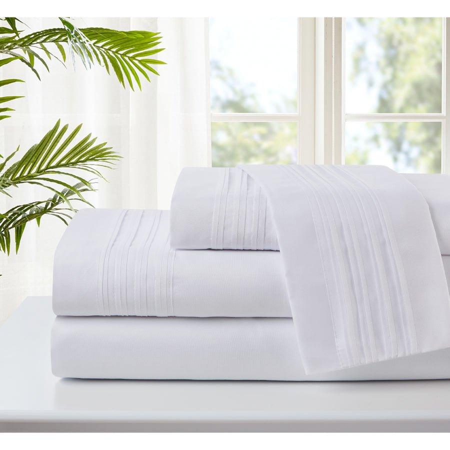 Spirit Linen Home Bed Sheets Set 4PC Pleated Better Sleep Ultra Soft Microfiber Sheet Set with Fitted Sheet Flat Sheet Pillowcases - Spirit Linen