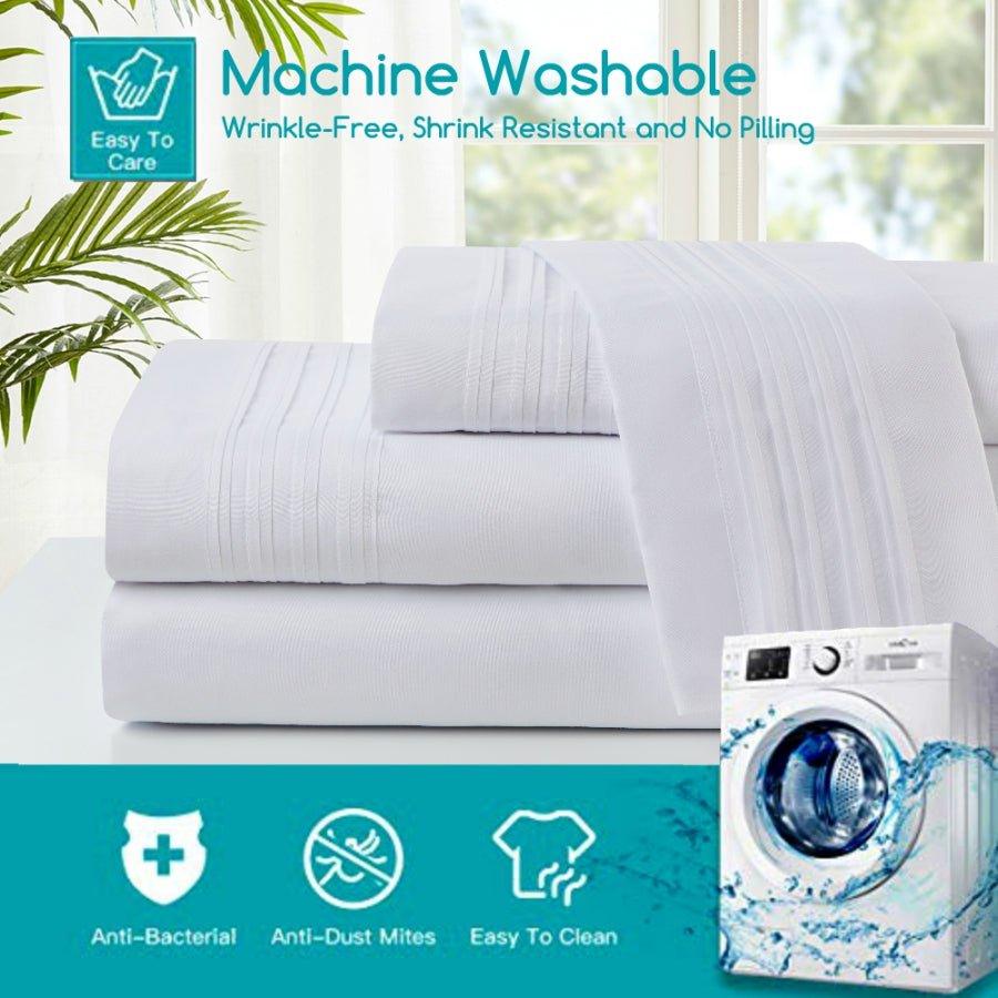 Spirit Linen Home Bed Sheets Set 4PC Pleated Better Sleep Ultra Soft Microfiber Sheet Set with Fitted Sheet Flat Sheet Pillowcases - Spirit Linen