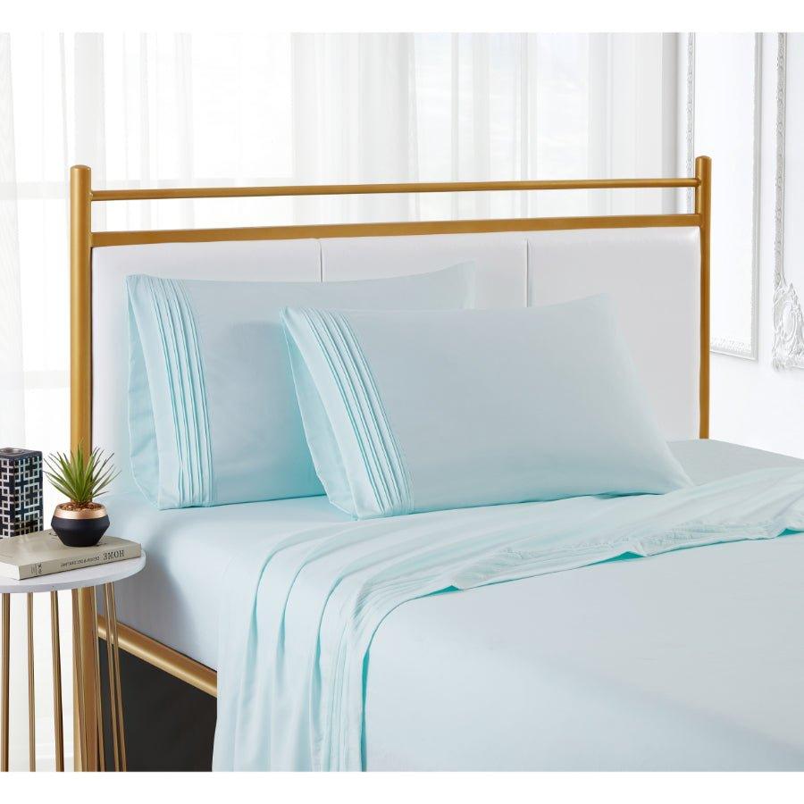 Spirit Linen Home Bed Sheets Set 4PC Pleated Better Sleep Ultra Soft Microfiber Sheet Set with Fitted Sheet Flat Sheet Pillowcases - Spirit Linen