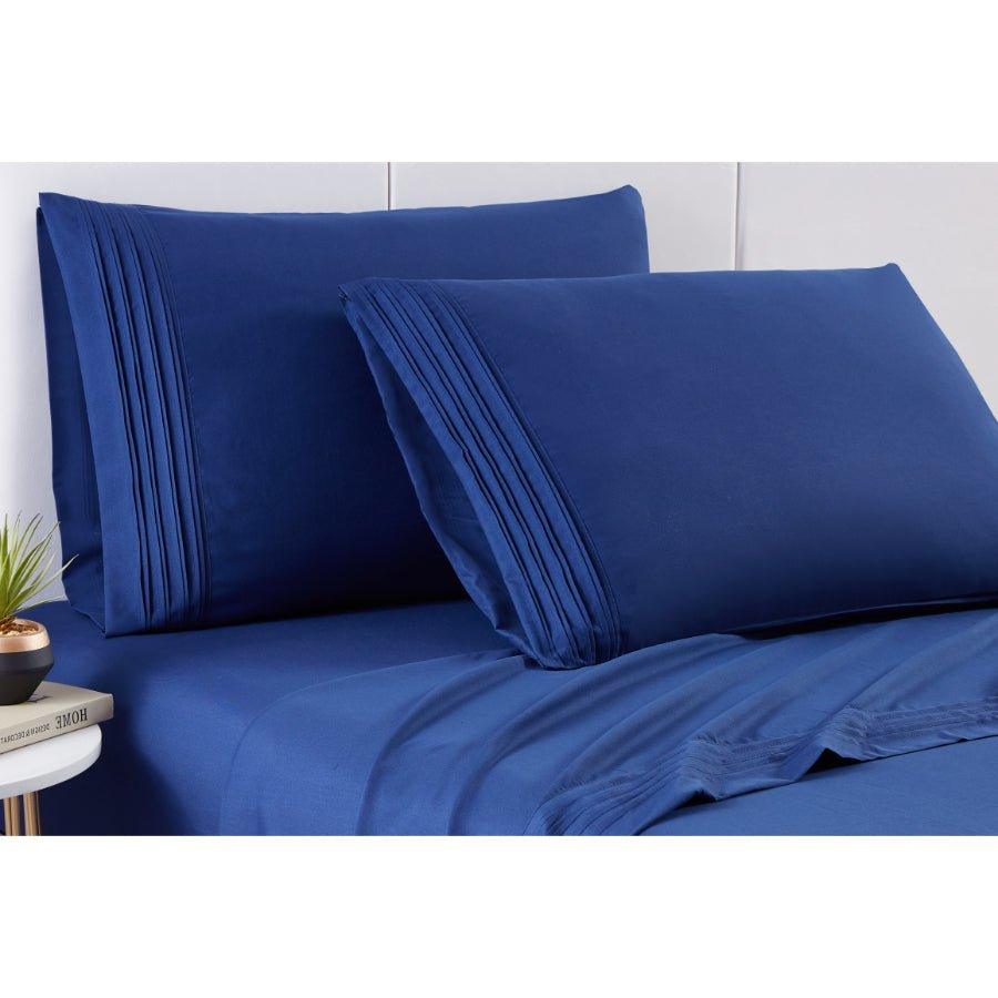 Spirit Linen Home Bed Sheets Set 4PC Pleated Better Sleep Ultra Soft Microfiber Sheet Set with Fitted Sheet Flat Sheet Pillowcases - Spirit Linen