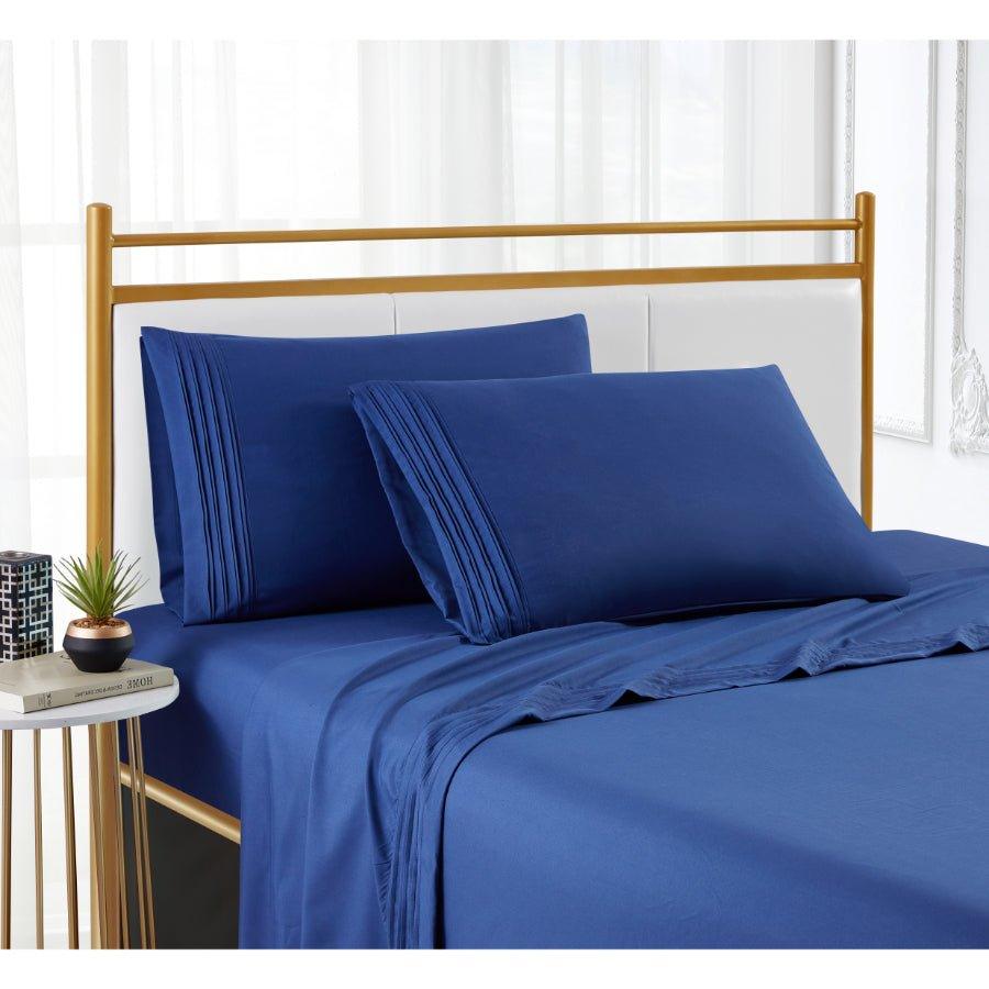 Spirit Linen Home Bed Sheets Set 4PC Pleated Better Sleep Ultra Soft Microfiber Sheet Set with Fitted Sheet Flat Sheet Pillowcases - Spirit Linen