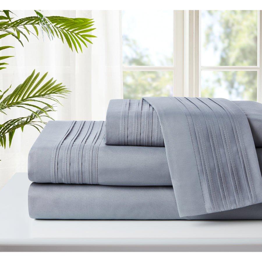 Spirit Linen Home Bed Sheets Set 4PC Pleated Better Sleep Ultra Soft Microfiber Sheet Set with Fitted Sheet Flat Sheet Pillowcases - Spirit Linen