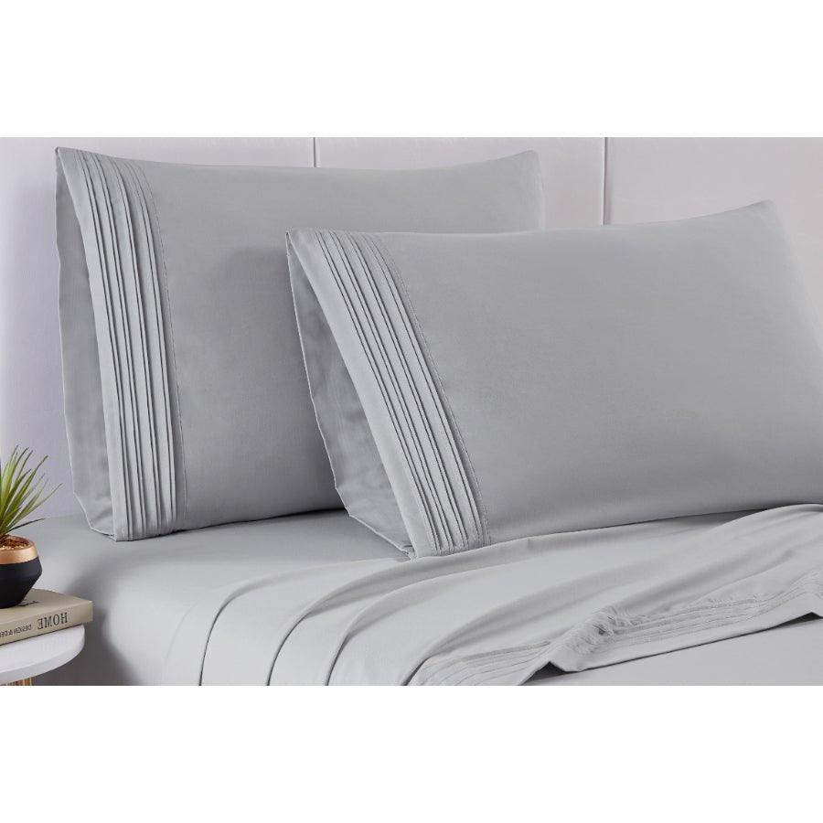 Spirit Linen Home Bed Sheets Set 4PC Pleated Better Sleep Ultra Soft Microfiber Sheet Set with Fitted Sheet Flat Sheet Pillowcases - Spirit Linen