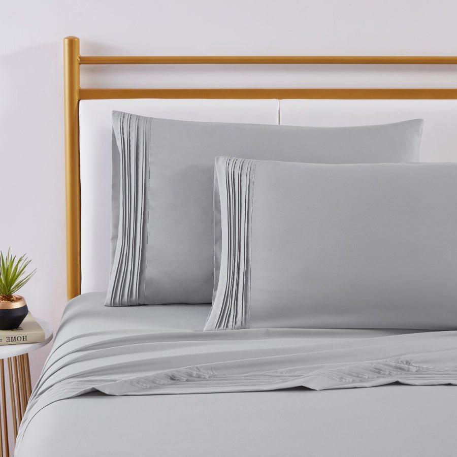 Spirit Linen Home Bed Sheets Set 4PC Pleated Better Sleep Ultra Soft Microfiber Sheet Set with Fitted Sheet Flat Sheet Pillowcases - Spirit Linen