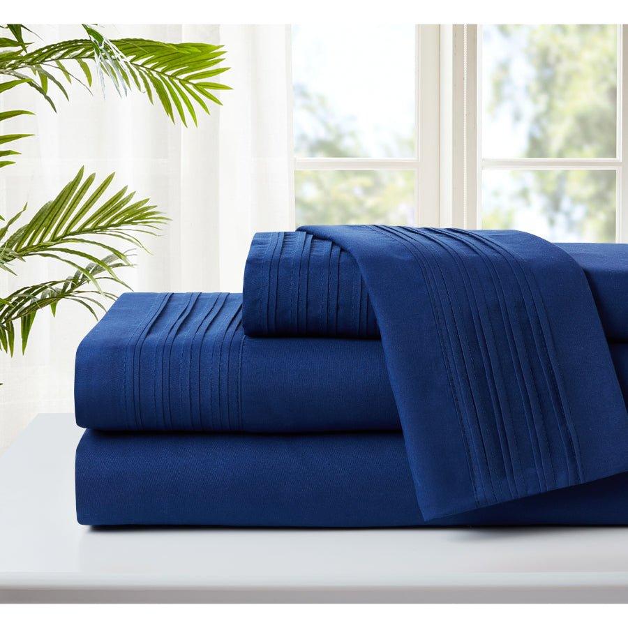 Spirit Linen Home Bed Sheets Set 4PC Pleated Better Sleep Ultra Soft Microfiber Sheet Set with Fitted Sheet Flat Sheet Pillowcases - Spirit Linen