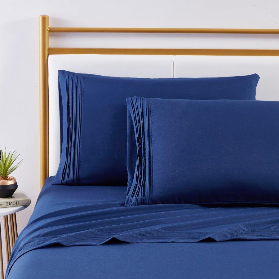 Spirit Linen Home Bed Sheets Set 4PC Pleated Better Sleep Ultra Soft Microfiber Sheet Set with Fitted Sheet Flat Sheet Pillowcases - Spirit Linen