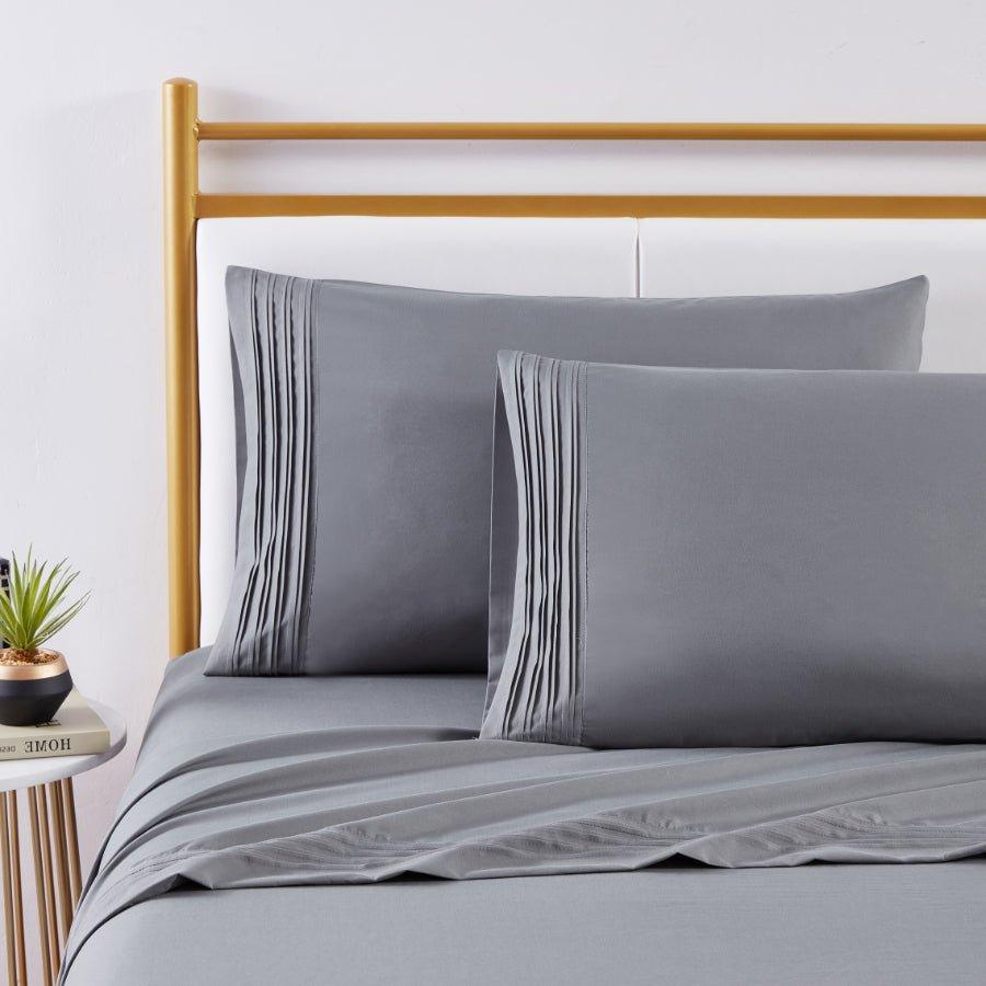 Spirit Linen Home Bed Sheets Set 4PC Pleated Better Sleep Ultra Soft Microfiber Sheet Set with Fitted Sheet Flat Sheet Pillowcases - Spirit Linen