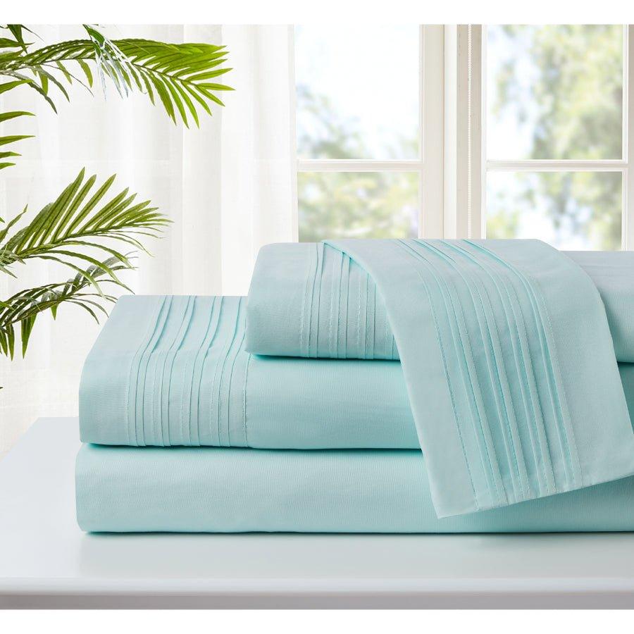 Spirit Linen Home Bed Sheets Set 4PC Pleated Better Sleep Ultra Soft Microfiber Sheet Set with Fitted Sheet Flat Sheet Pillowcases - Spirit Linen