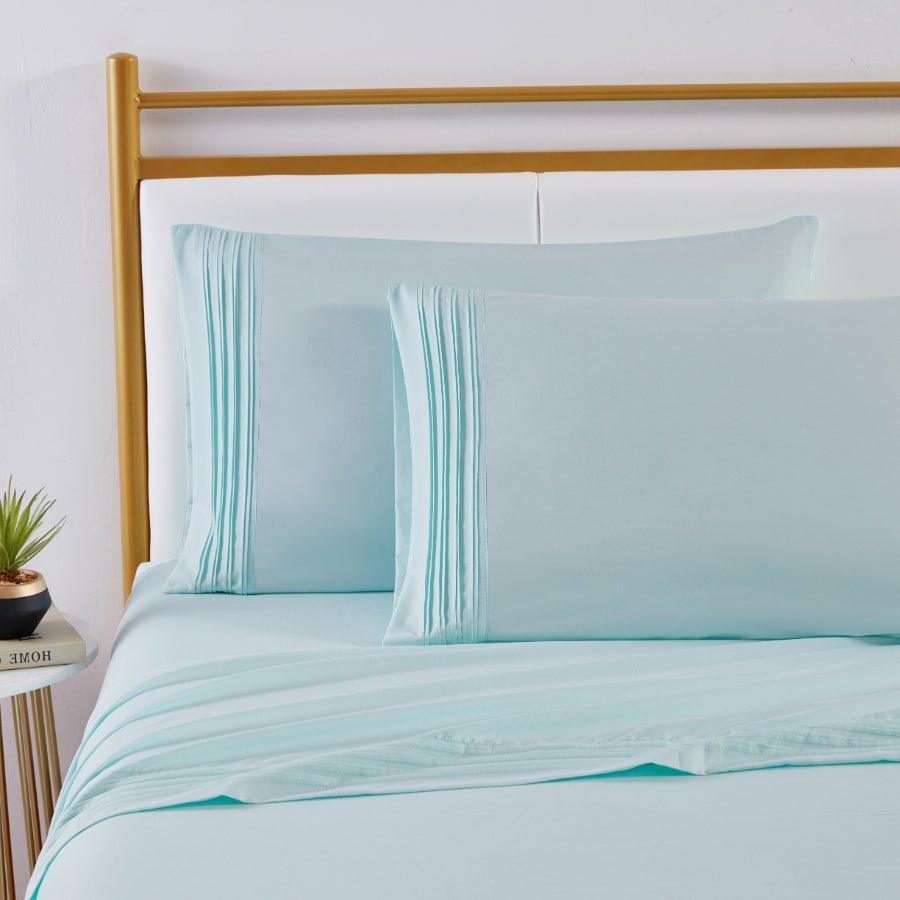 Spirit Linen Home Bed Sheets Set 4PC Pleated Better Sleep Ultra Soft Microfiber Sheet Set with Fitted Sheet Flat Sheet Pillowcases - Spirit Linen