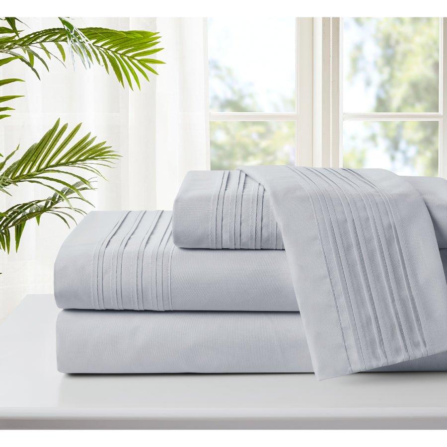 Spirit Linen Home Bed Sheets Set 4PC Pleated Better Sleep Ultra Soft Microfiber Sheet Set with Fitted Sheet Flat Sheet Pillowcases - Spirit Linen