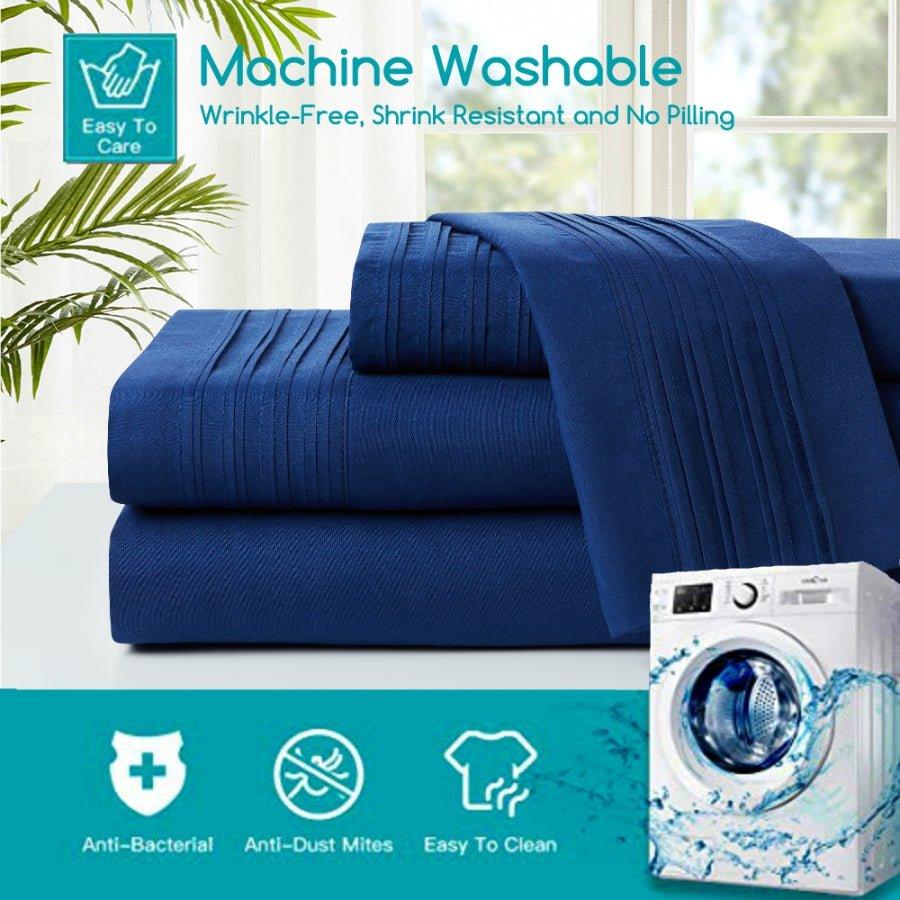 Spirit Linen Home Bed Sheets Set 4PC Pleated Better Sleep Ultra Soft Microfiber Sheet Set with Fitted Sheet Flat Sheet Pillowcases - Spirit Linen