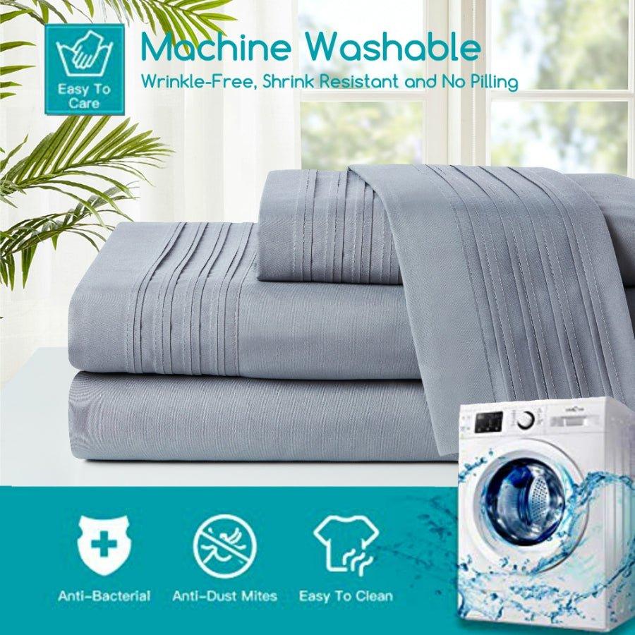 Spirit Linen Home Bed Sheets Set 4PC Pleated Better Sleep Ultra Soft Microfiber Sheet Set with Fitted Sheet Flat Sheet Pillowcases - Spirit Linen