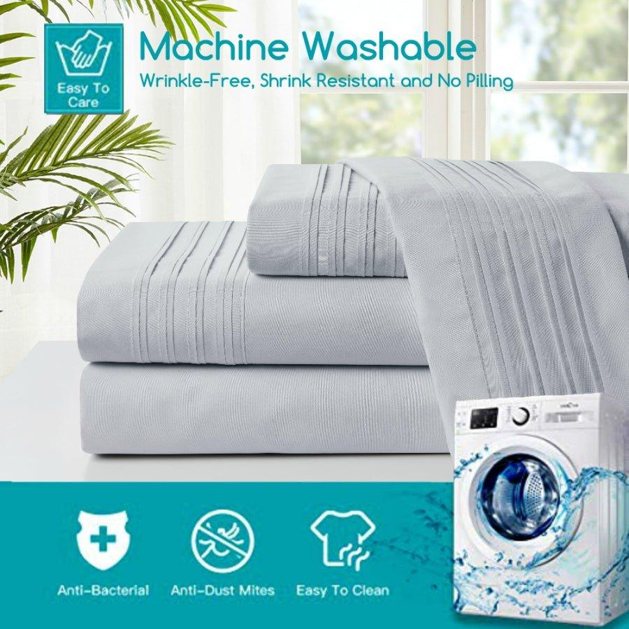 Spirit Linen Home Bed Sheets Set 4PC Pleated Better Sleep Ultra Soft Microfiber Sheet Set with Fitted Sheet Flat Sheet Pillowcases - Spirit Linen