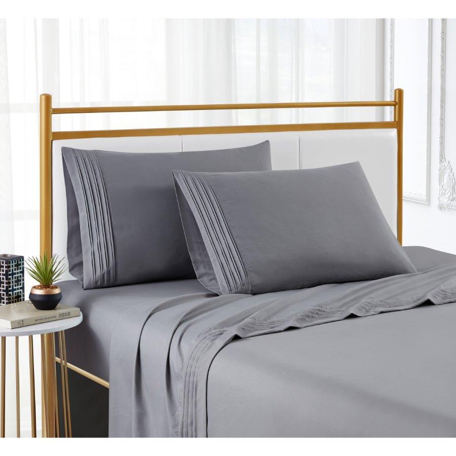 Spirit Linen Home Bed Sheets Set 4PC Pleated Better Sleep Ultra Soft Microfiber Sheet Set with Fitted Sheet Flat Sheet Pillowcases - Spirit Linen