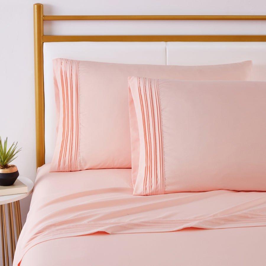 Spirit Linen Home Bed Sheets Set 4PC Pleated Better Sleep Ultra Soft Microfiber Sheet Set with Fitted Sheet Flat Sheet Pillowcases - Spirit Linen