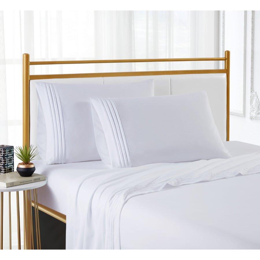 Spirit Linen Home Bed Sheets Set 4PC Pleated Better Sleep Ultra Soft Microfiber Sheet Set with Fitted Sheet Flat Sheet Pillowcases - Spirit Linen