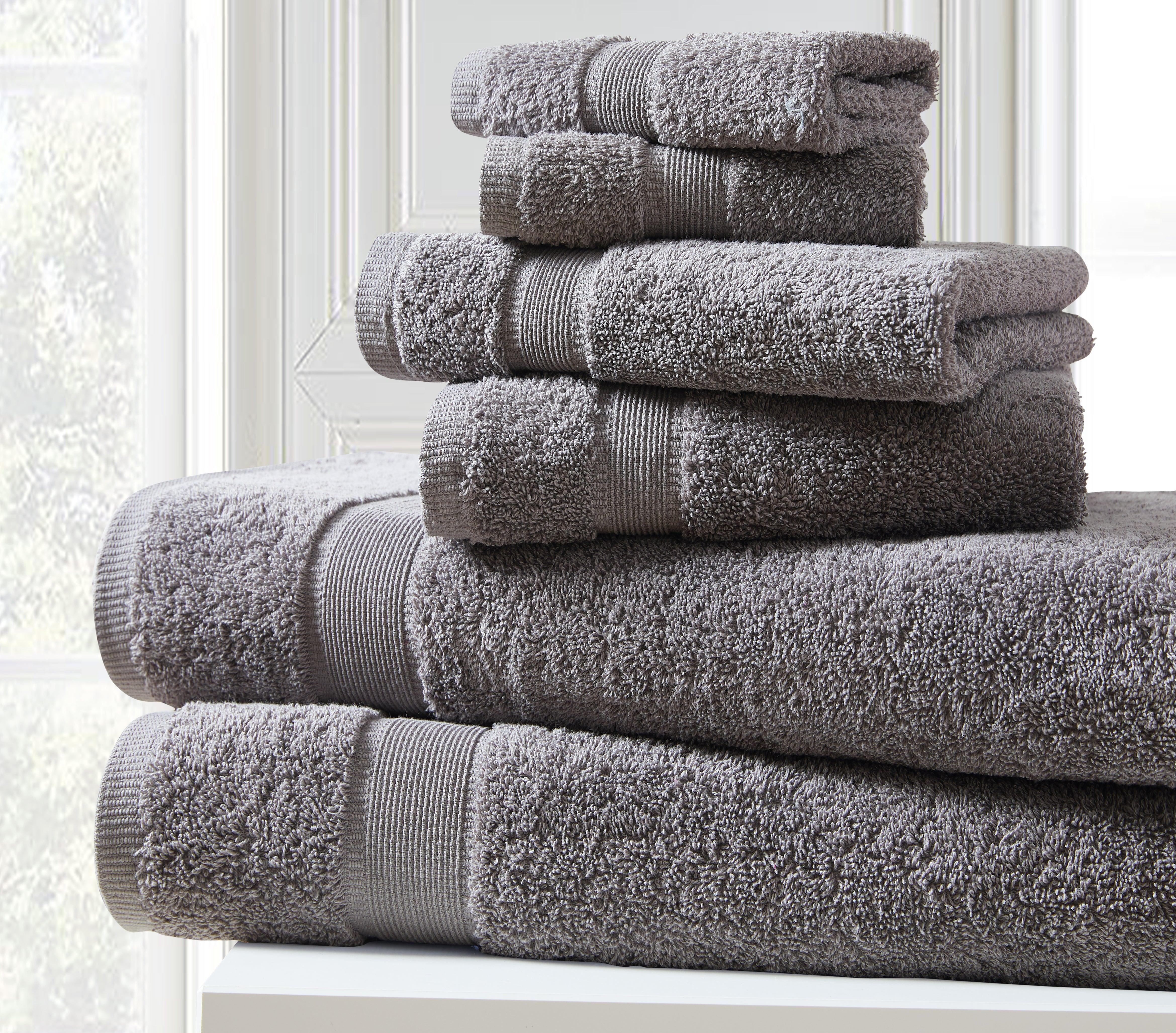 Blissful Bath 6 Piece Plush Cotton Bath Towel Set | Spirit Linen - Silver Filigree