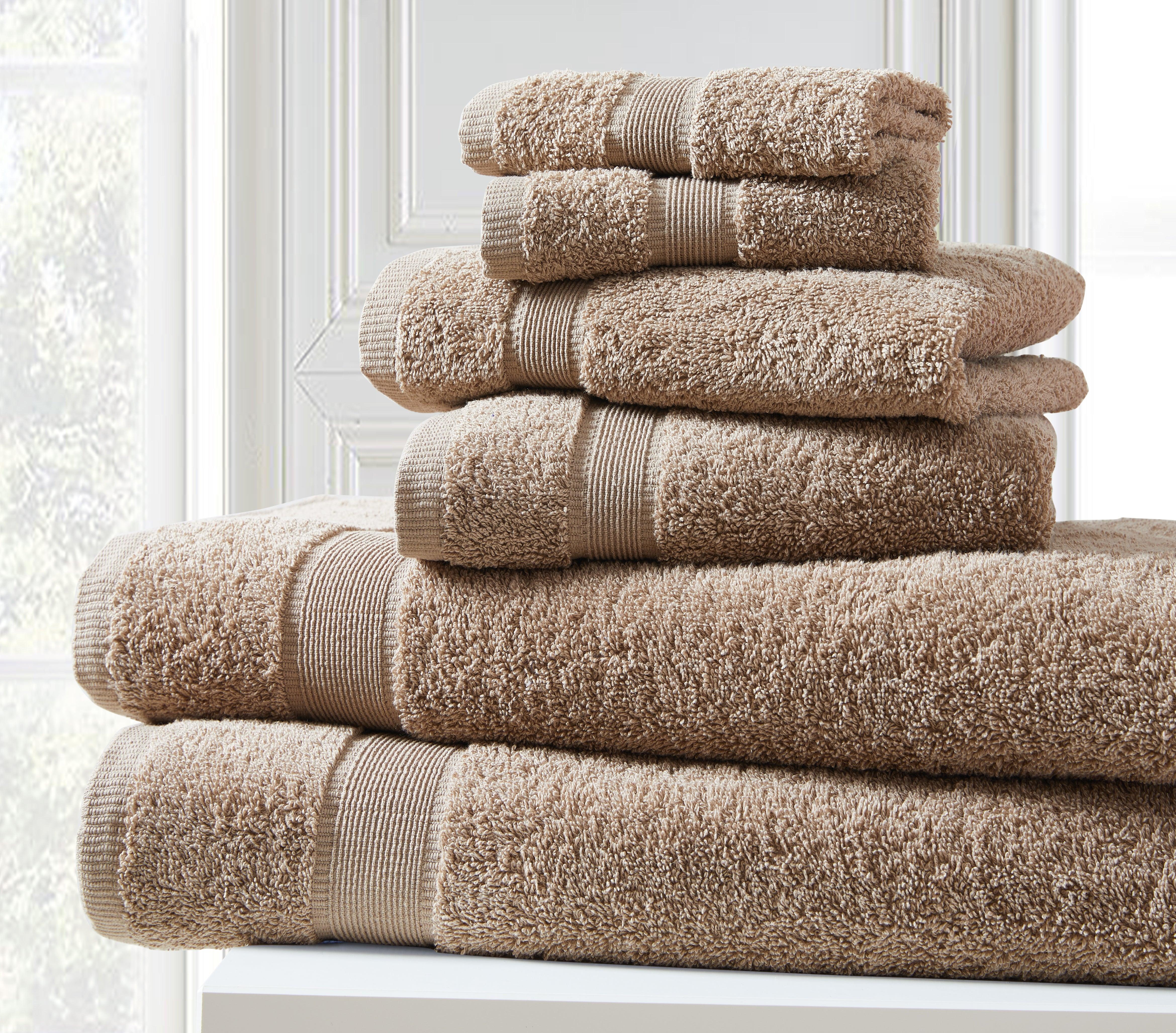 Blissful Bath 6 Piece Plush Cotton Bath Towel Set | Spirit Linen -Hummus