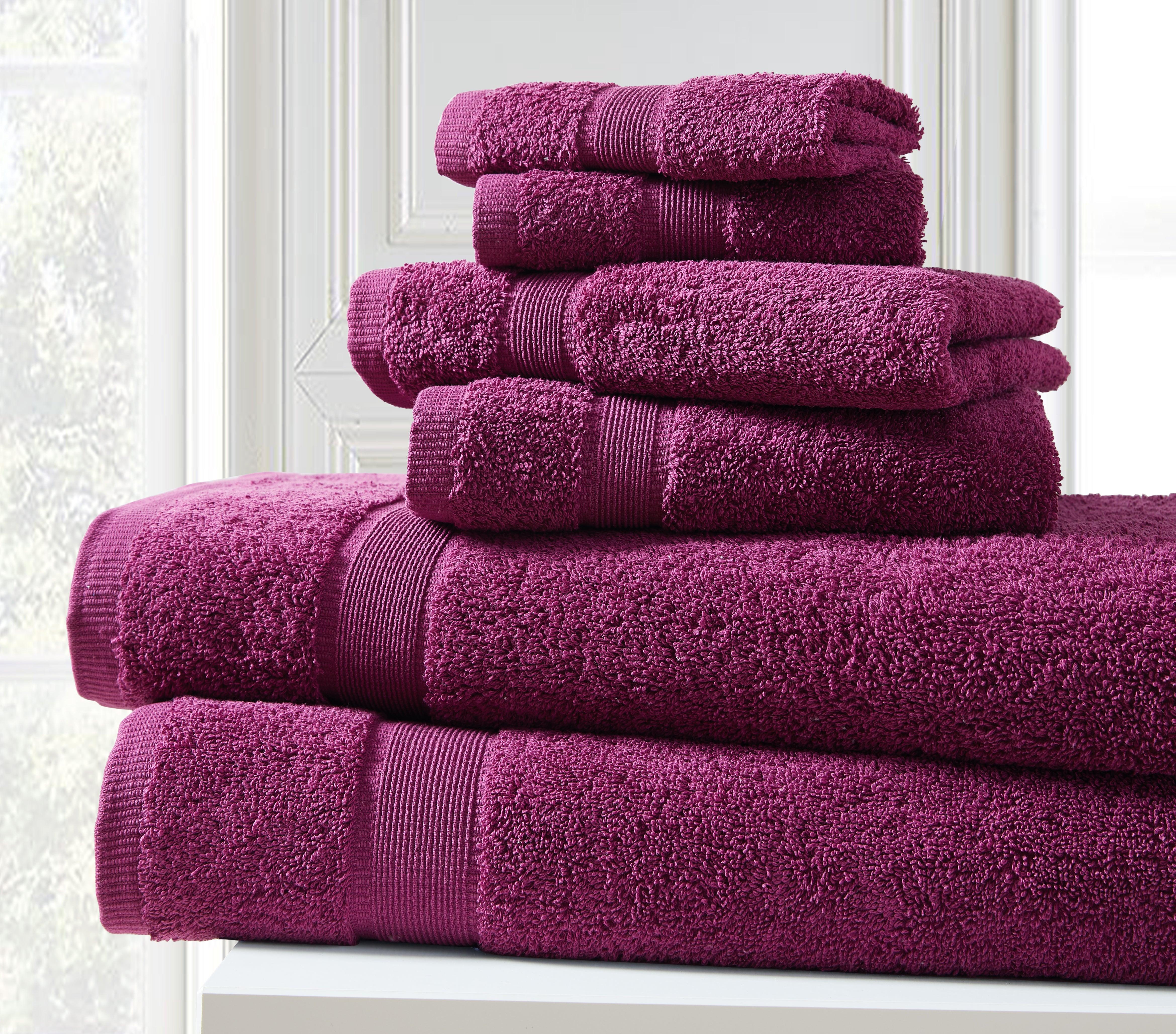 Blissful Bath 6 Piece Plush  Cotton Bath Towel Set | Spirit Linen - Raspberry