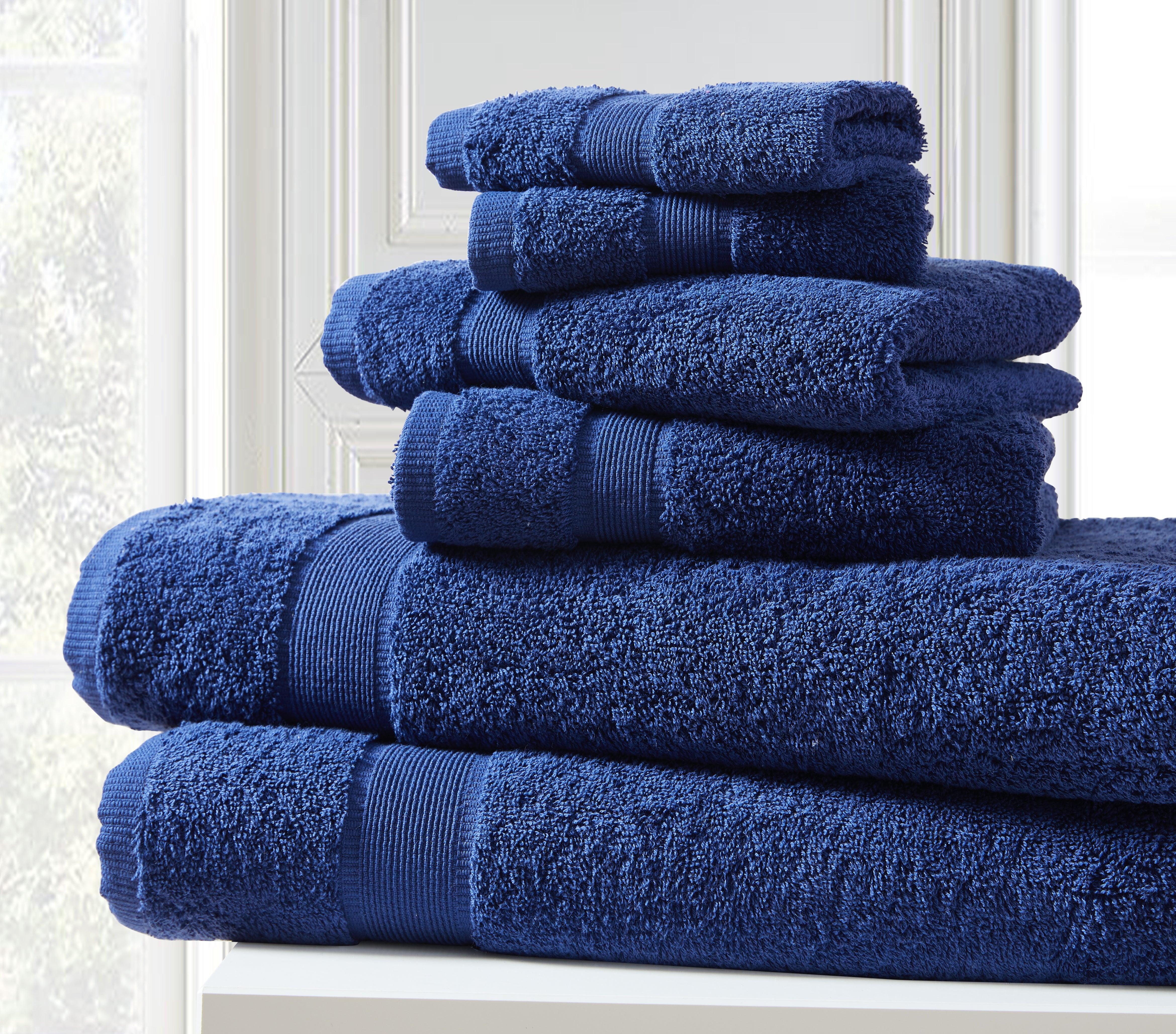Blissful Bath 6 Piece Plush  Cotton Bath Towel Set | Spirit Linen - Blue Print