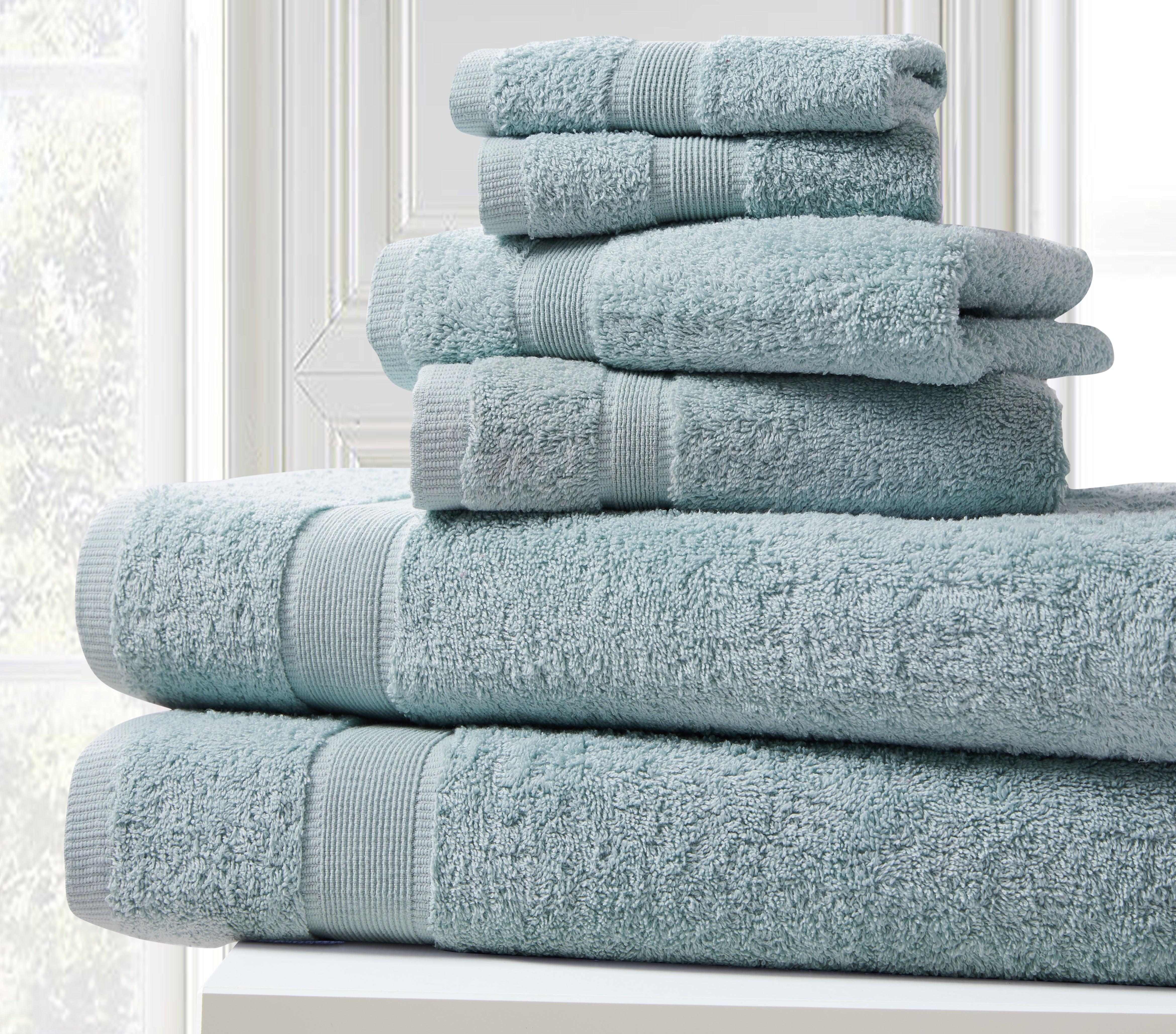 Blissful Bath 6 Piece Plush  Cotton Bath Towel Set | Spirit Linen - Surf Spray