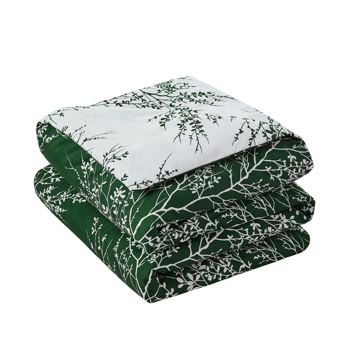 Foliage Reversible Comforter Set + Two Free Sham Pillows - Spirit Linen - Hunter